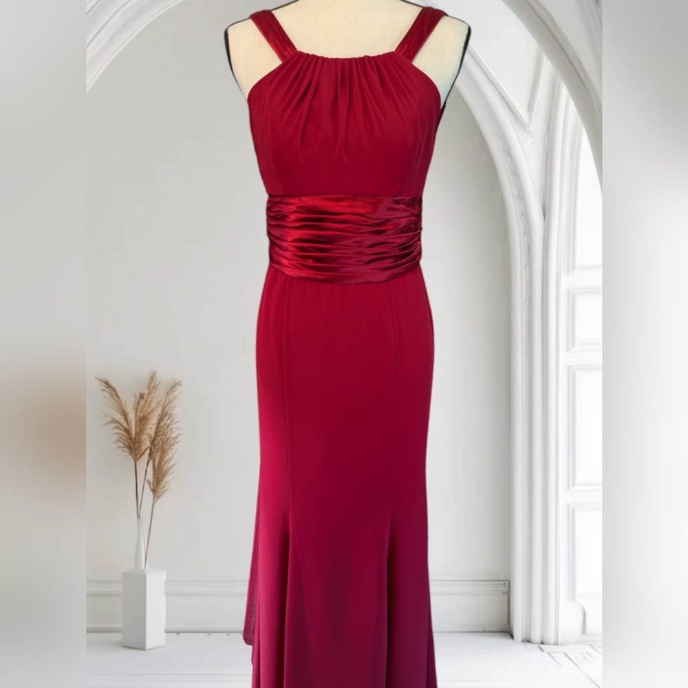 Ruby Red for length formal with sexy drop back size 6